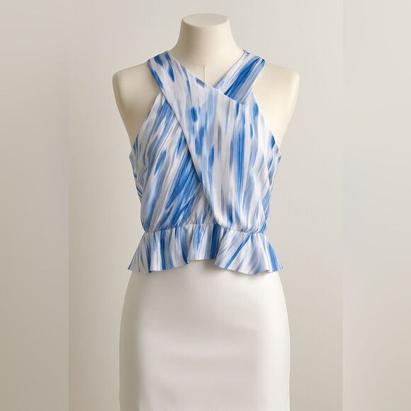 DKNY Abstract Print Ruffle Hem Sleeveless Blouse – Size Medium Send Me An Offer! - Picture 1 of 6